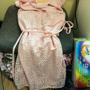 Pink dress with tie around waist